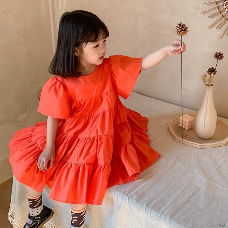 Đầm công chúa tay phồng màu sắc xinh xắn dành cho bé 3-8 tuổi