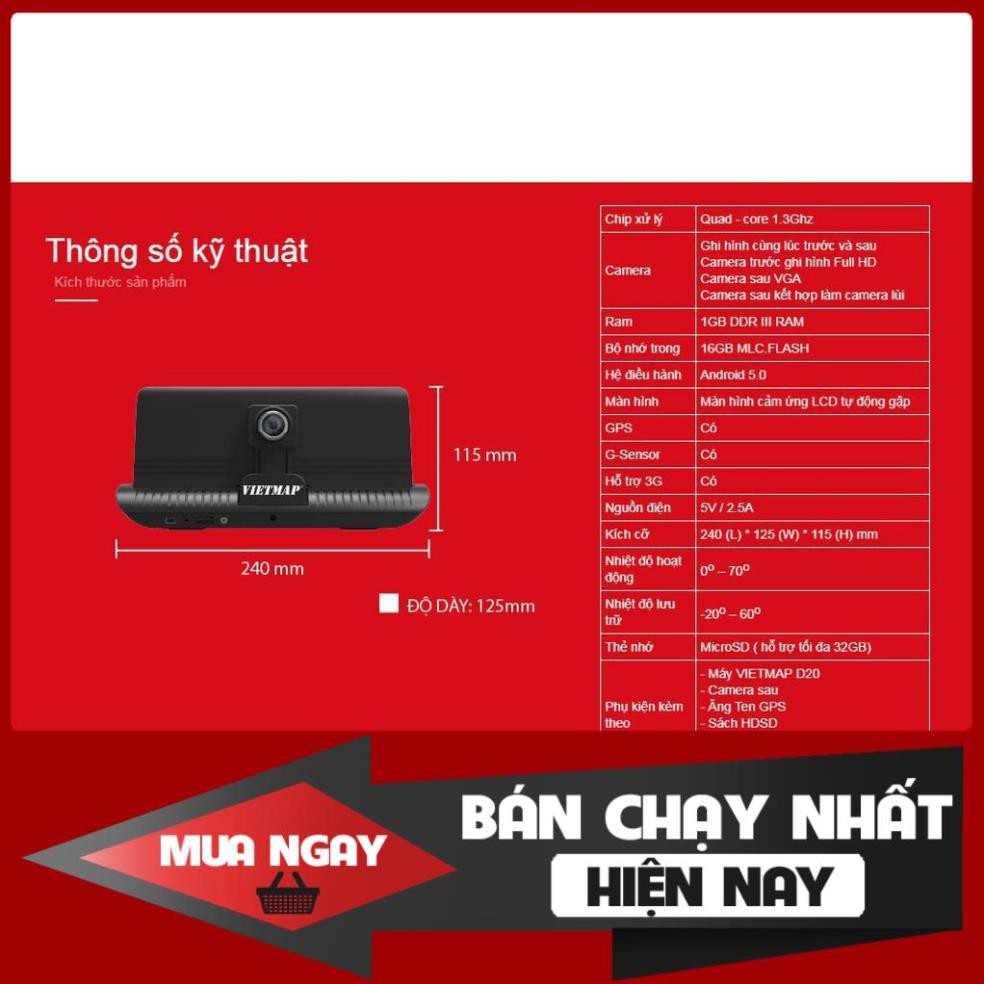 Camera Hành Trình Ô tô Kép VIETMAP D20 Phiên Bản Màn Hình Dẫn Đường Tablo - Chính hãng | BigBuy360 - bigbuy360.vn