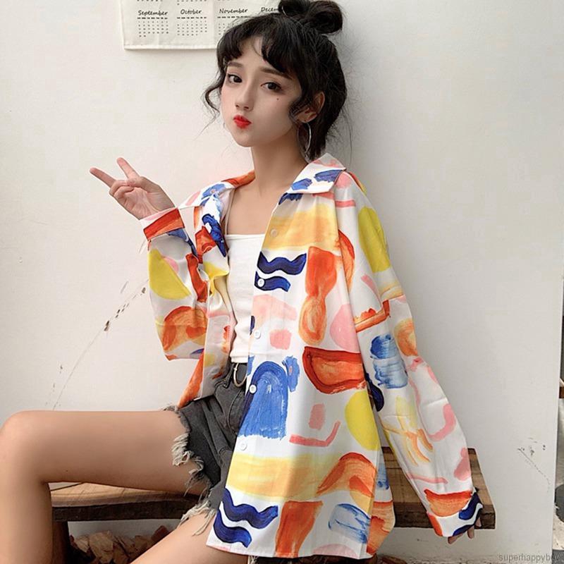 Áo sơ mi nữ tay dài kiểu dáng Hawaii phong cách hồng kông | BigBuy360 - bigbuy360.vn