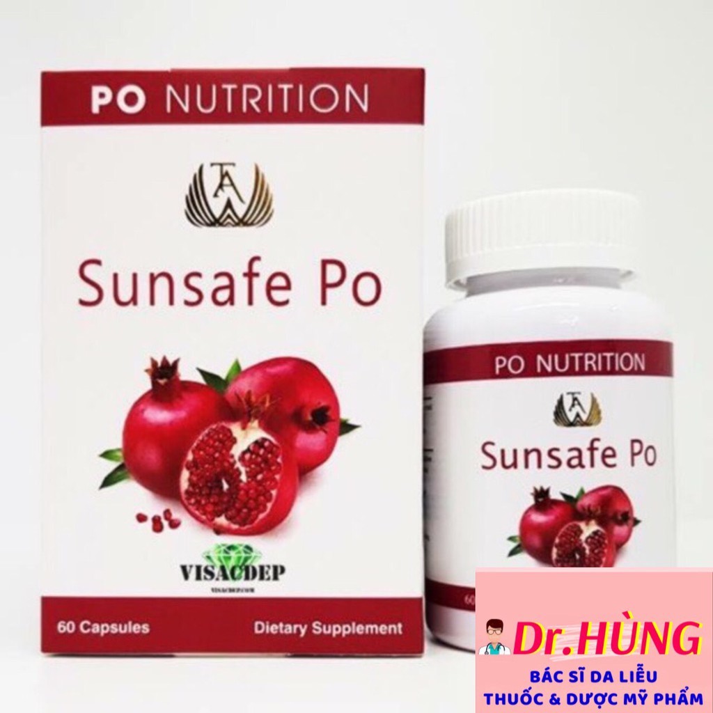 Viên Uống Chống Nắng Nội Sinh Po Nutrition Sunsafe Po- Sáng Da, Mờ Nám, Trẻ Hóa Da (60 viên)