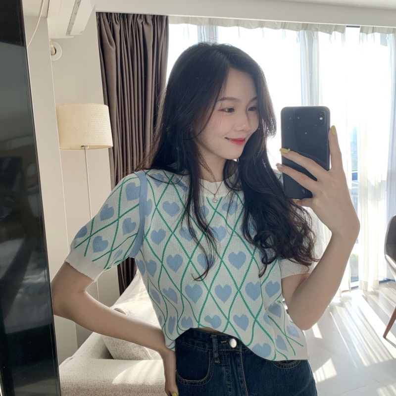 【Hana and Alice】Áo Thun Tay Ngắn Dệt Kim Thời Trang Mùa Hè 2023 Phong Cách Mới Cho Nữ