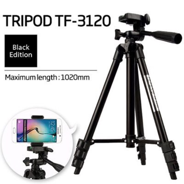 Combo 3 món chân đế chụp hình Tripod TF 3120 THẾ HỆ MỚI + đầu kẹp điện thoại + nút blt