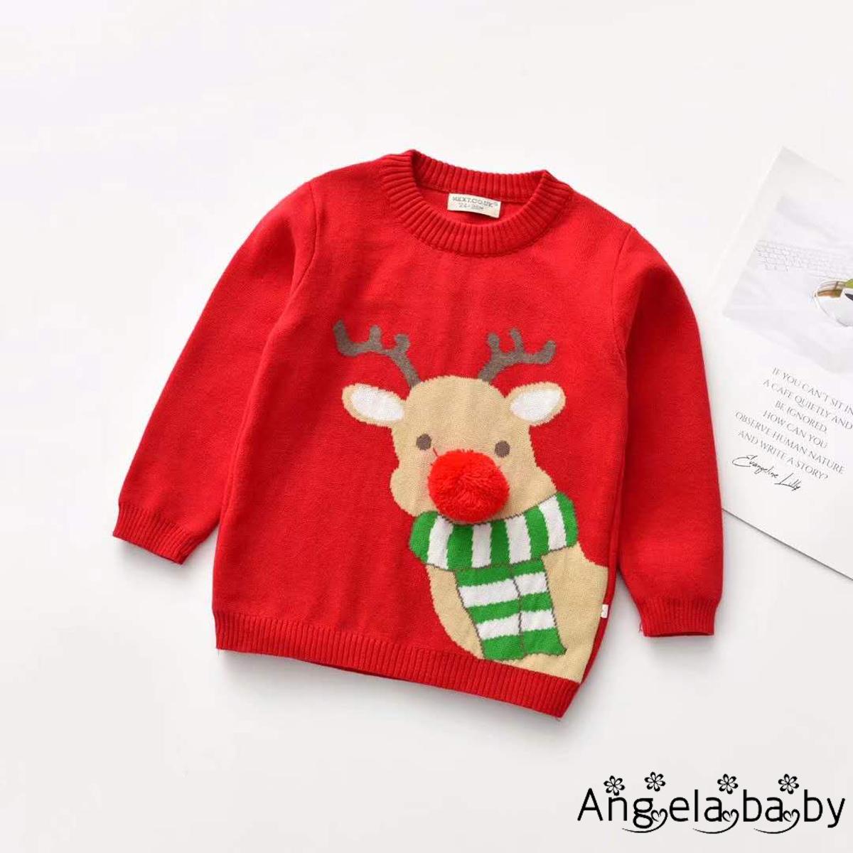 Áo Sweater Tay Dài Hoạ Tiết Giáng Sinh Dễ Thương Cho Bé