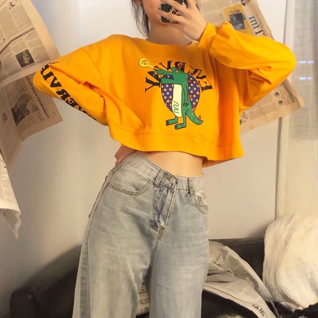 Áo crop tay dài ( kèm clip hình thật )