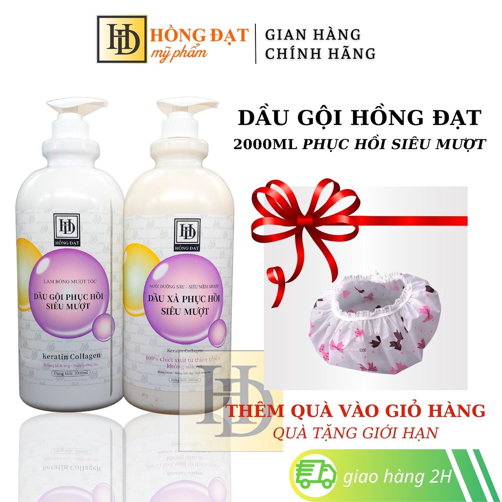 Dầu Gội Cặp Hồng Đạt Keratin Collagen 2000ml Phục Hồi Siêu Mượt Mùi Hương Chuẩn Salon Size lớn Được Nhiều Người Tin Dùng