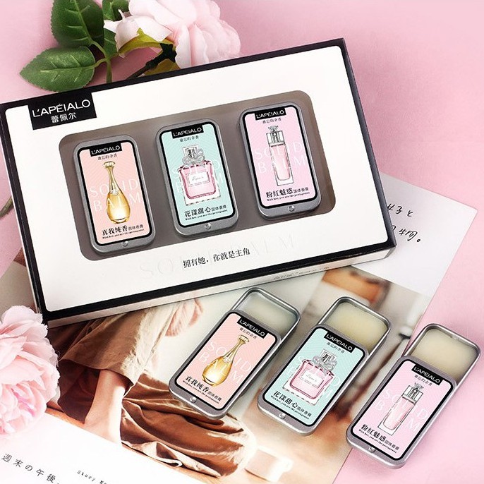 Nước hoa khô Nữ Lapeialo dạng sáp Chính hãng, Set 3 mùi hương 10g thơm dịu nhẹ và lưu mùi hương lâu L518