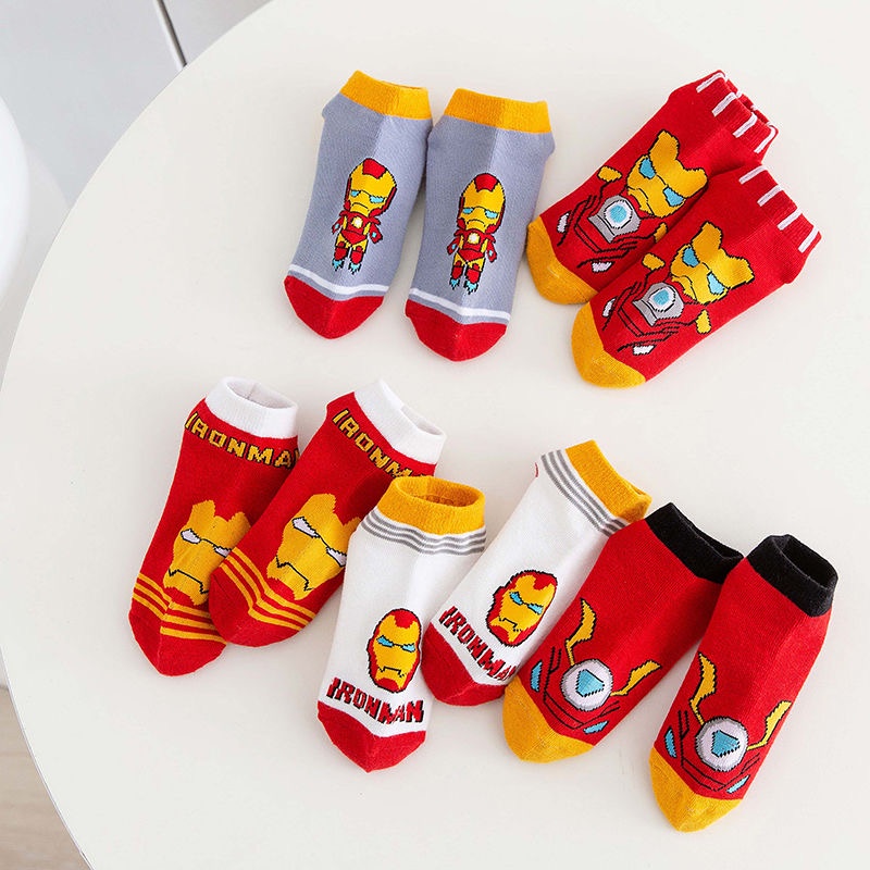 Set 5 Đôi Tất Cotton In Hình Siêu Anh Hùng Marvel Cho Bé