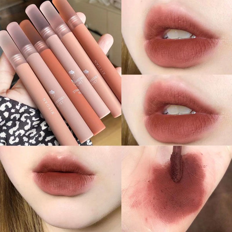 Milk coffee makeup powder misty cute chestnut lip mud caramel tomato color lipstick non-fading lip glaze