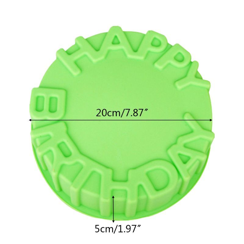 Khuôn silicon tròn Happy Birthday, khuôn sinh nhật 20 cm làm bánh thạch rau câu, da lợn