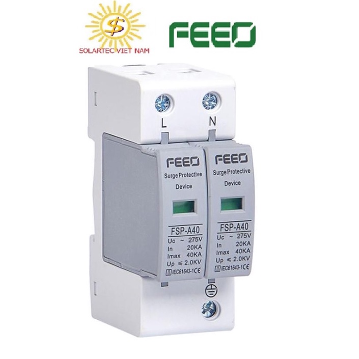 Chống sét AC 2P 275V hãng FEEO cho hệ thống điện mặt trời