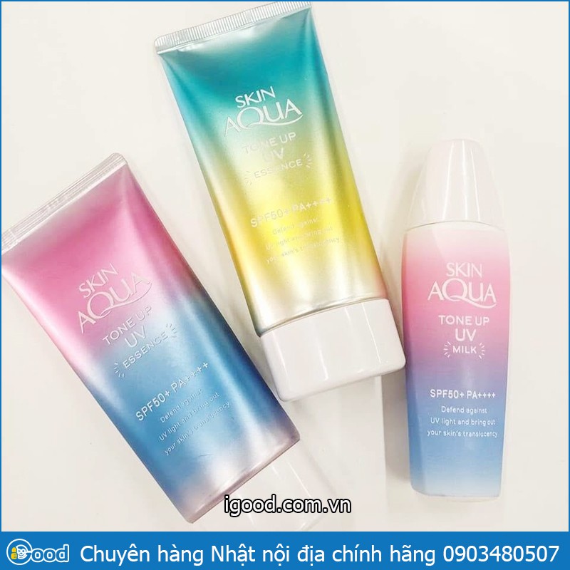 [Mã COSHIT06 giảm 12% đơn 235K] (bill) Kem chống nắng Skin Aqua Tone up UV Essence SPF 50+ PA++++ 80gr nội địa Nhật