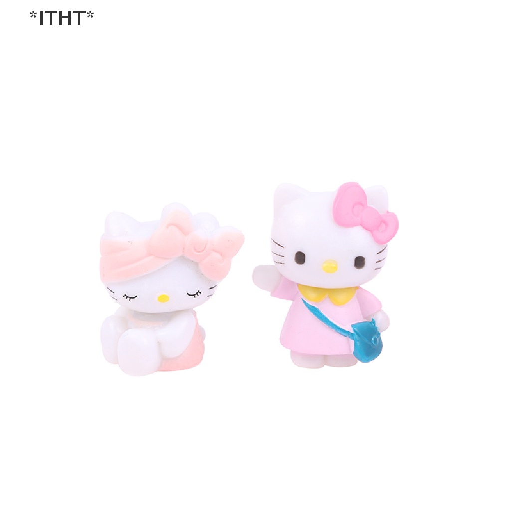 Bộ 6 Mô Hình Mèo Hello Kitty Mini Bằng Nhựa Resin Để Bàn Trang Trí