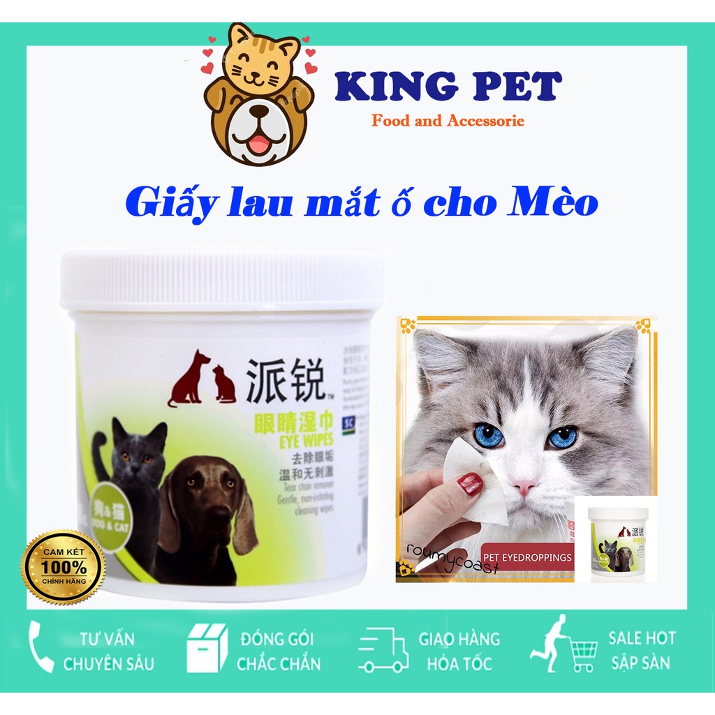 KHĂN GIẤY ƯỚT LAU KHOÉ MẮT GHÈN, MẮT Ố VÀNG CHO CHÓ MÈO-100 miếng