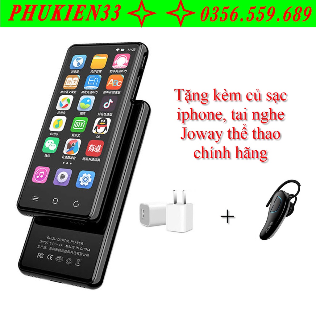 Combo quà tặng trị giá 300k đi kèm Máy Nghe Nhạc RUIZU H8 WIFI Android MP3 player Bluetooth 5.0