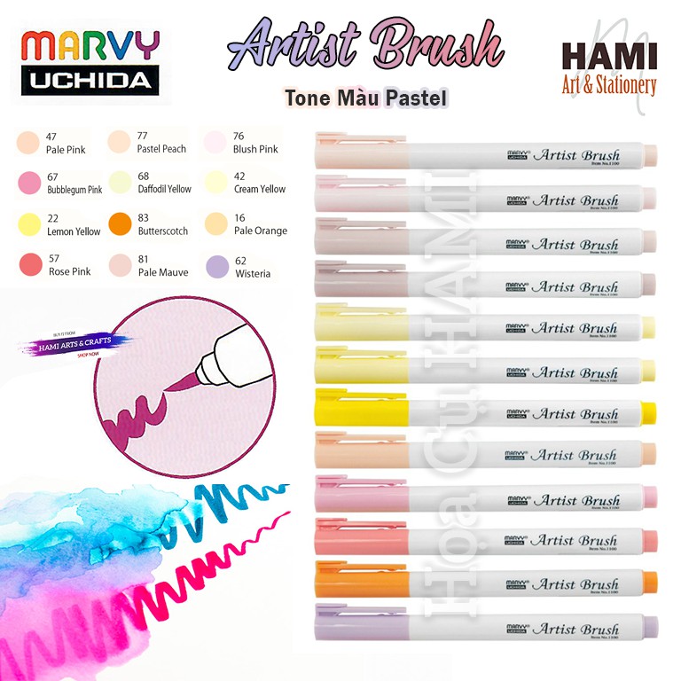 Bút cọ màu Marvy Artist Brush 1100 (Pastel series)