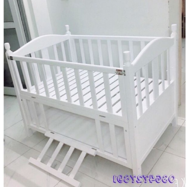 Cũi Gỗ 2 Dát có ngăn để đồ cho bé yêu