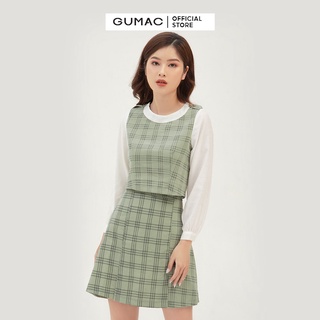 Chân váy nữ dáng chữ a cơ bản gumac họa tiết caro vb360