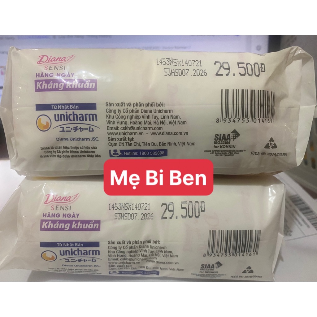 [Gói 40 miếng] Băng Vệ Sinh Diana Sensi Hàng Ngày Kháng Khuẩn - Chính Hãng