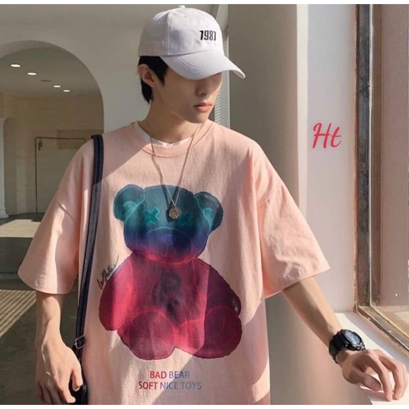 Áo phông gấu xanh hồng H2C848