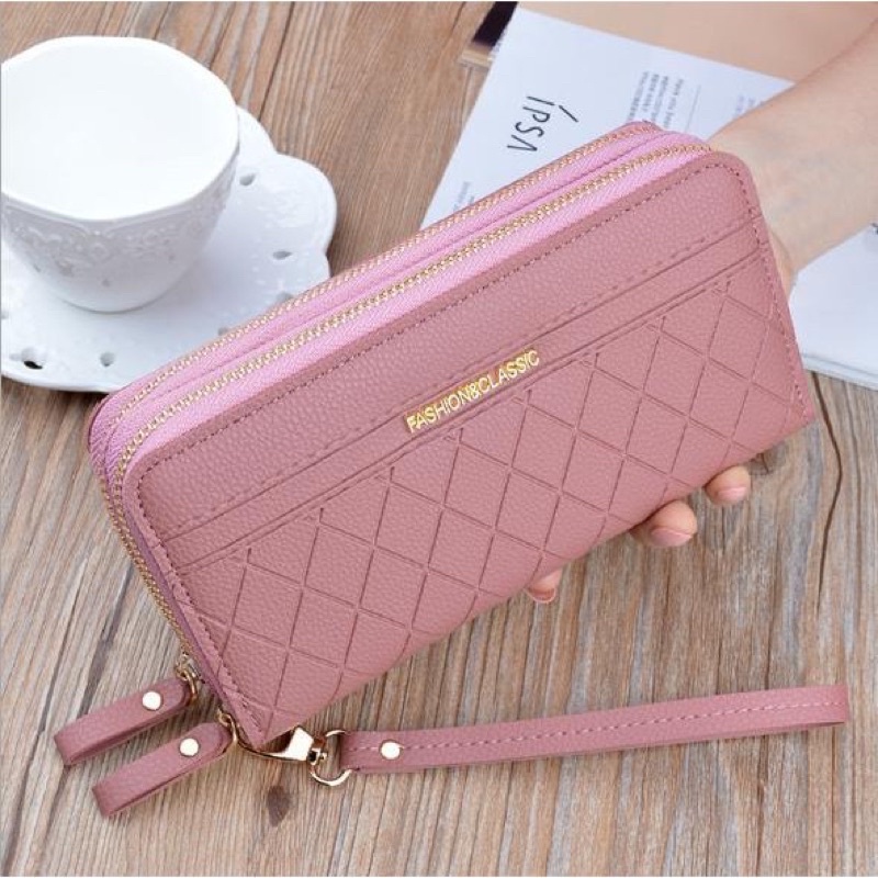 Ví 2 khoá cầm tay fashion classic nhiều ngăn mẫu đẹp giá rẻ