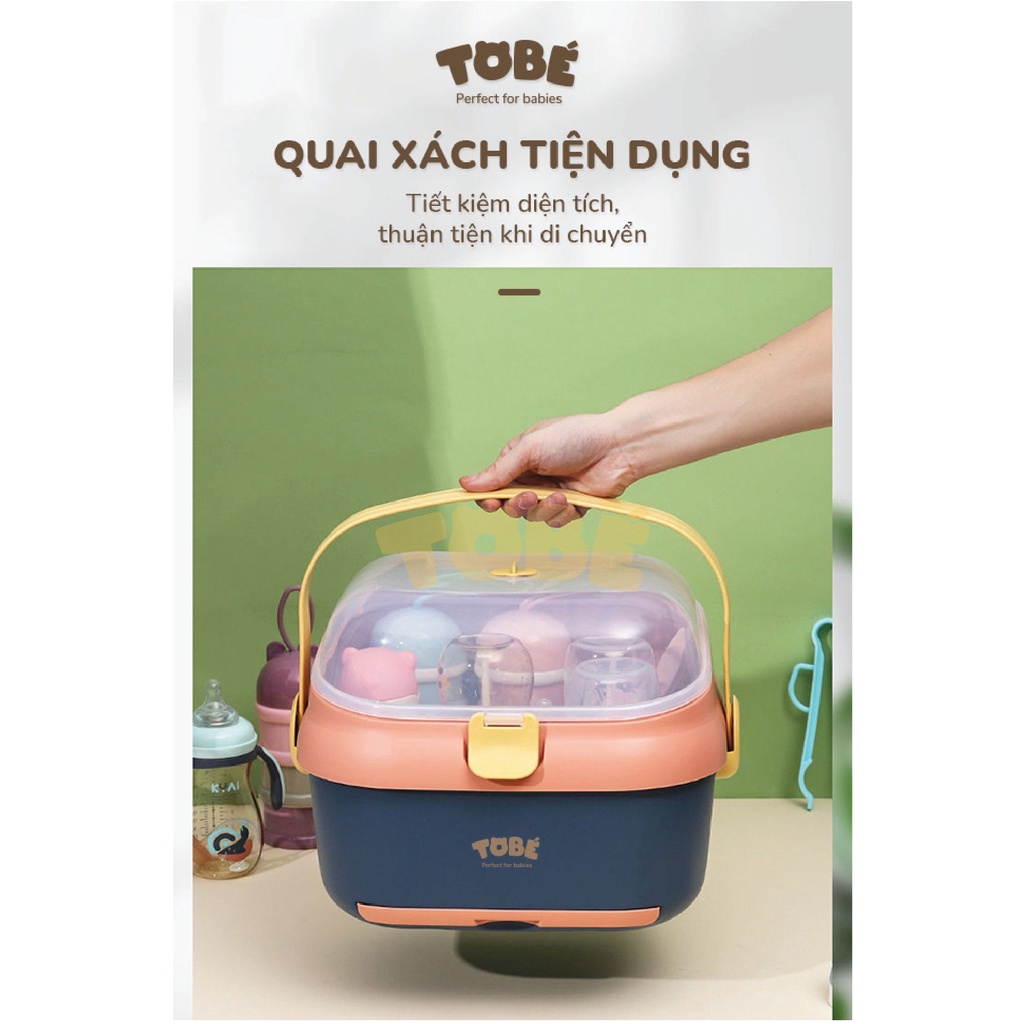 Giá úp bình sữa có nắp đậy Binky Plus cao cấp tiện lợi cho bé hàng chính hãng tobe 0105 0104
