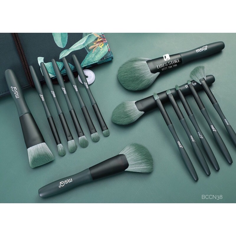 Bộ Cọ MSQ Xanh Rêu Túi Hoa 14 Cây BCCN38