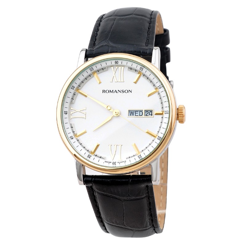 Đồng hồ Romanson Men Classic Watch TL1275MCWH nam máy Thụy Sĩ, mặt mỏng kính chống xước, dây da cao cấp chính hãng