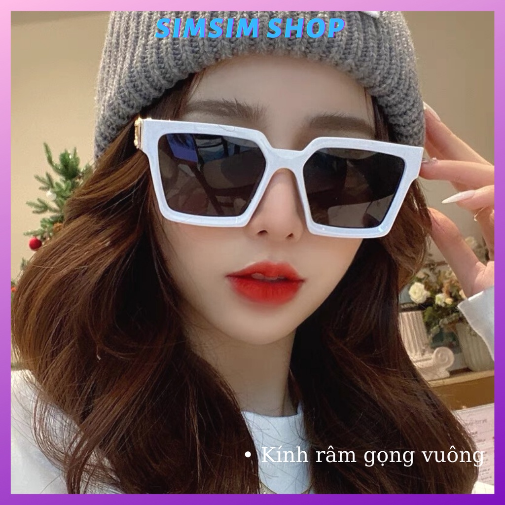 Kính râm gọng trắng mắt vuông to KR002 - Kính râm đi biển mắt mèo đi du lịch kính mắt mát gọng to vuông