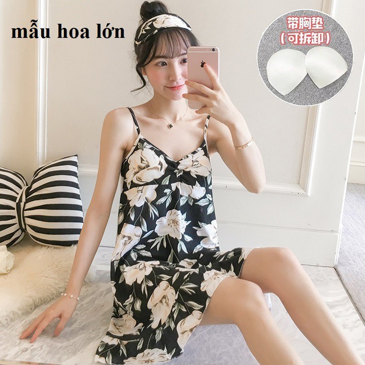 Nhập WAPCK12 giảm 30k đơn từ 150k - Váy ngủ hai dây có đệm ngực đuôi xếp li ( tặng kèm bịt mắt ) | BigBuy360 - bigbuy360.vn