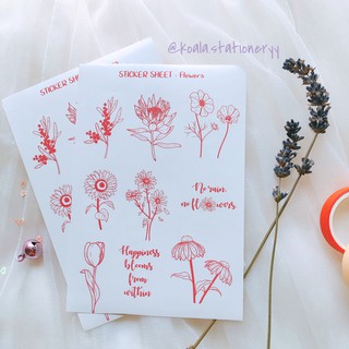 Bullet Journal Sticker - Hoa dại - Đỏ san hô