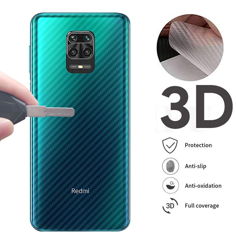 Carbon Fiber Back Screen Protector Film For Xiaomi Redmi Note 9 Pro Max 9S Global Sticker Durable 3D Anti-fingerprint (Not Tempered Glass)