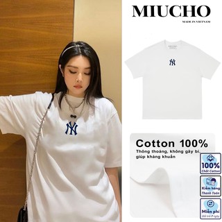 Áo phông mlb nữ form rộng tay lỡ unisex, áo thun mlb nữ form rộng tay lỡ unisex cotton AT120 Miucho in logo