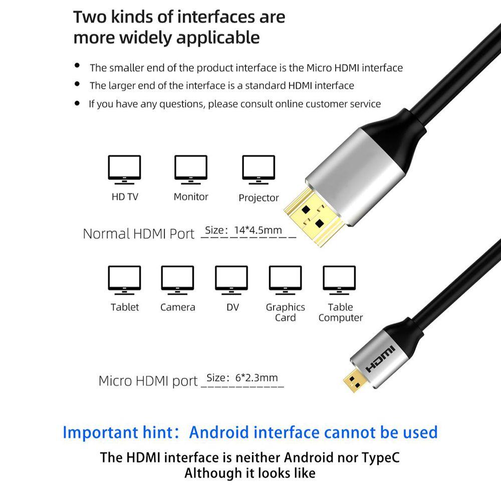 BTLIMER Cáp ChuyểN ĐổI Micro HDMI Sang HDMI TốC Độ Cao Mạ VàNg 2.0 4K