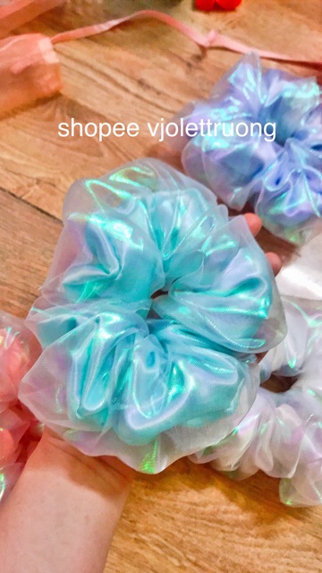 [ Sỉ và Lẻ ] Cột tóc Scrunchies lụa trơn - Scrunchies pompom - cột tóc pom pom - cột tóc lollipop