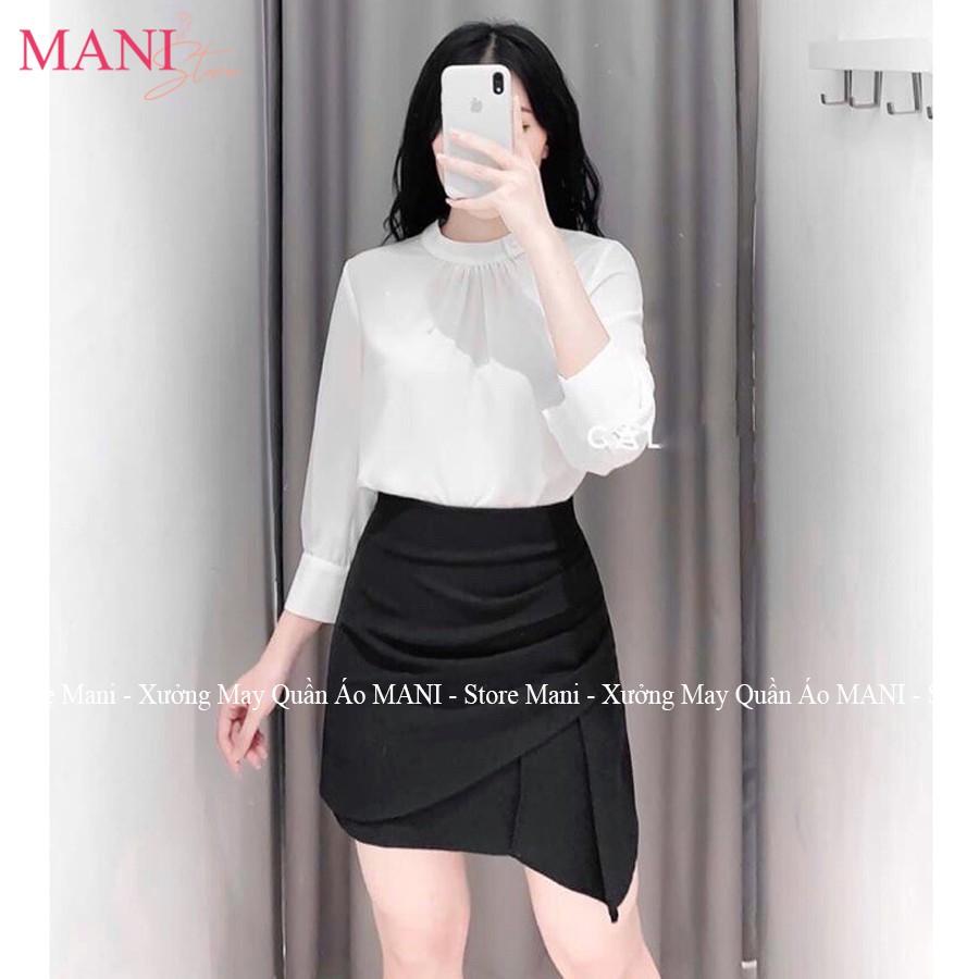 Chân váy a cách điệu bên hông cạp cao khoá sườn chất vải tuyết mưa màu đen nâu cực tôn dáng | BigBuy360 - bigbuy360.vn