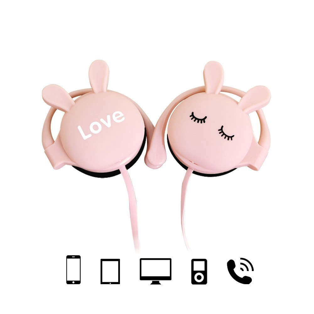 Tai Nghe Móc Vành Tai Giắc Cắm 3.5mm Hình Thỏ Dễ Thương