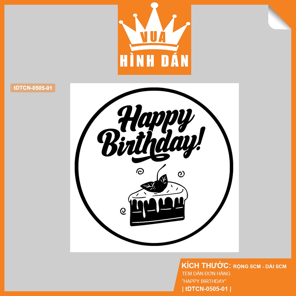 Set 50/100 sticker HAPPY BIRTHDAY  - nhãn dán lên hộp quà, gói quà hoặc túi đựng sản phẩm, kiện hàng )