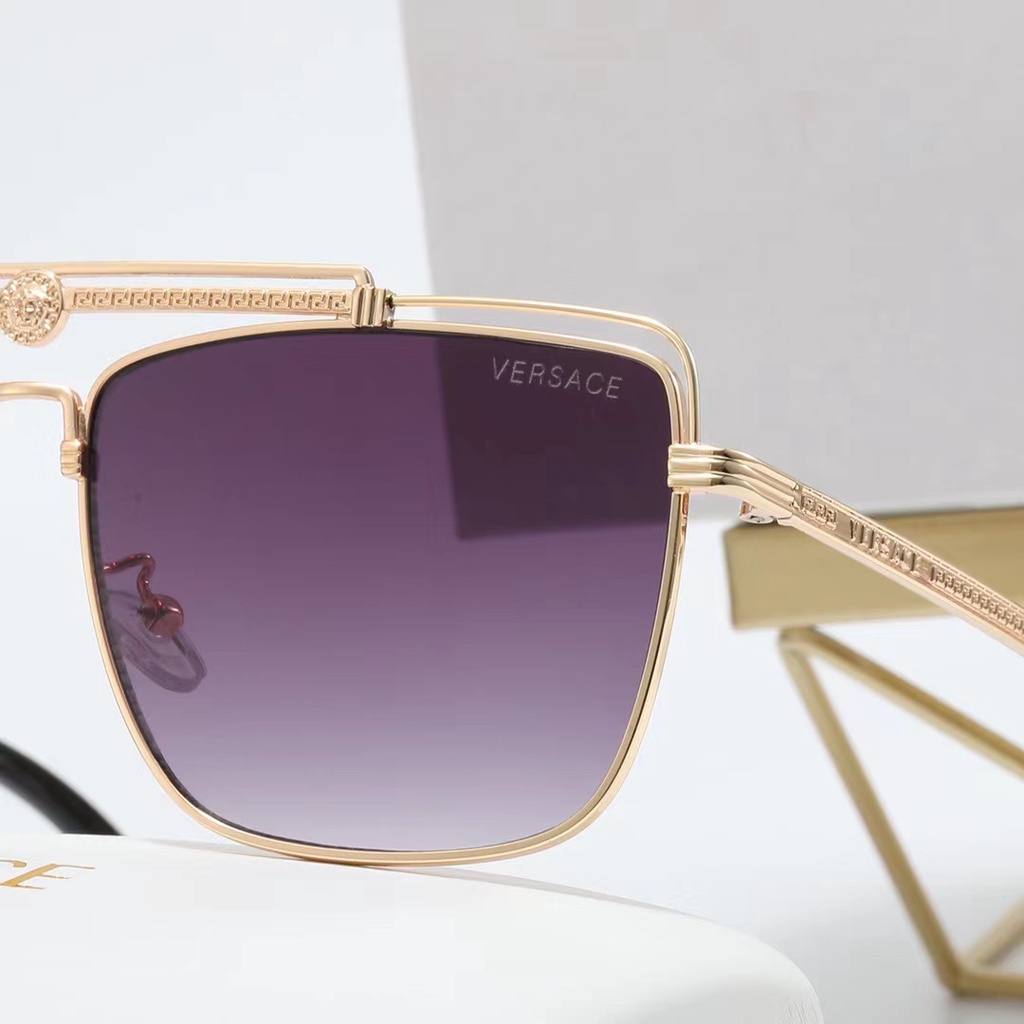 VERSACE Kính Chống Nắng Chống Tia UV Gọng Vuông Phong Cách Retro Thời Trang Cho Nam Và Nữ