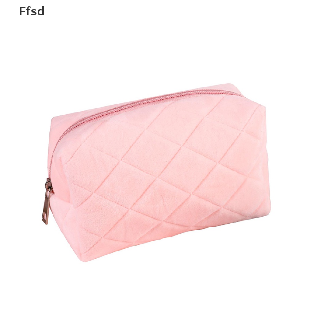 {Ffsd} Túi Đựng Mỹ Phẩm / Đồ Trang Điểm Cỡ Lớn Bằng Nhung Có Khóa Kéo * Bán Chạy