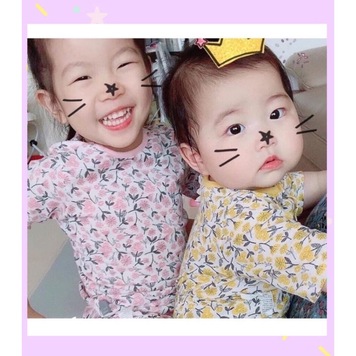Bộ lửng cotton giấy mềm mại Hàn Quốc cho bé trai bé gái bộ ngủ cho bé 1 đến 4 tuổi