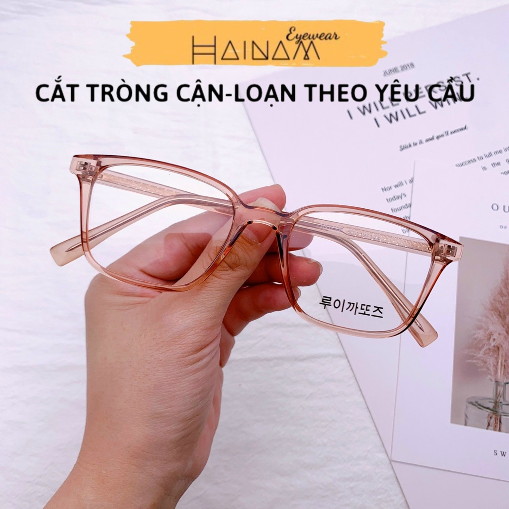 Gọng kính vuông nam nữ Hainam Eyewear 17134, gọng kinh cận cốt kim loại phù hợp nhiều khuôn mặt