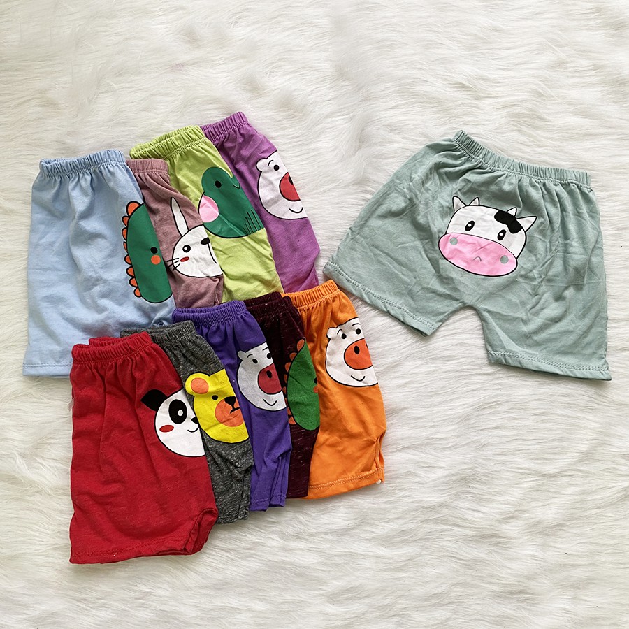 Quần Chip Đùi Cotton Borip In Hình Thú Cho Bé Trai Và Bé Gái MINI KIDS Size 6-16kg