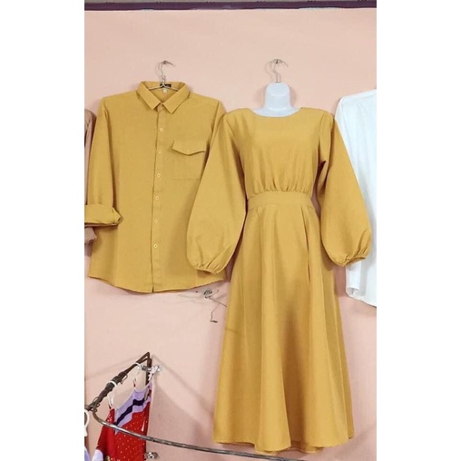 Set đồ đôi, đồ cặp chụp cưới, dạo phố vàng chanh có cột eo siêu xinh Forever Couple Store (giá gồm áo váy, có ảnh thật)