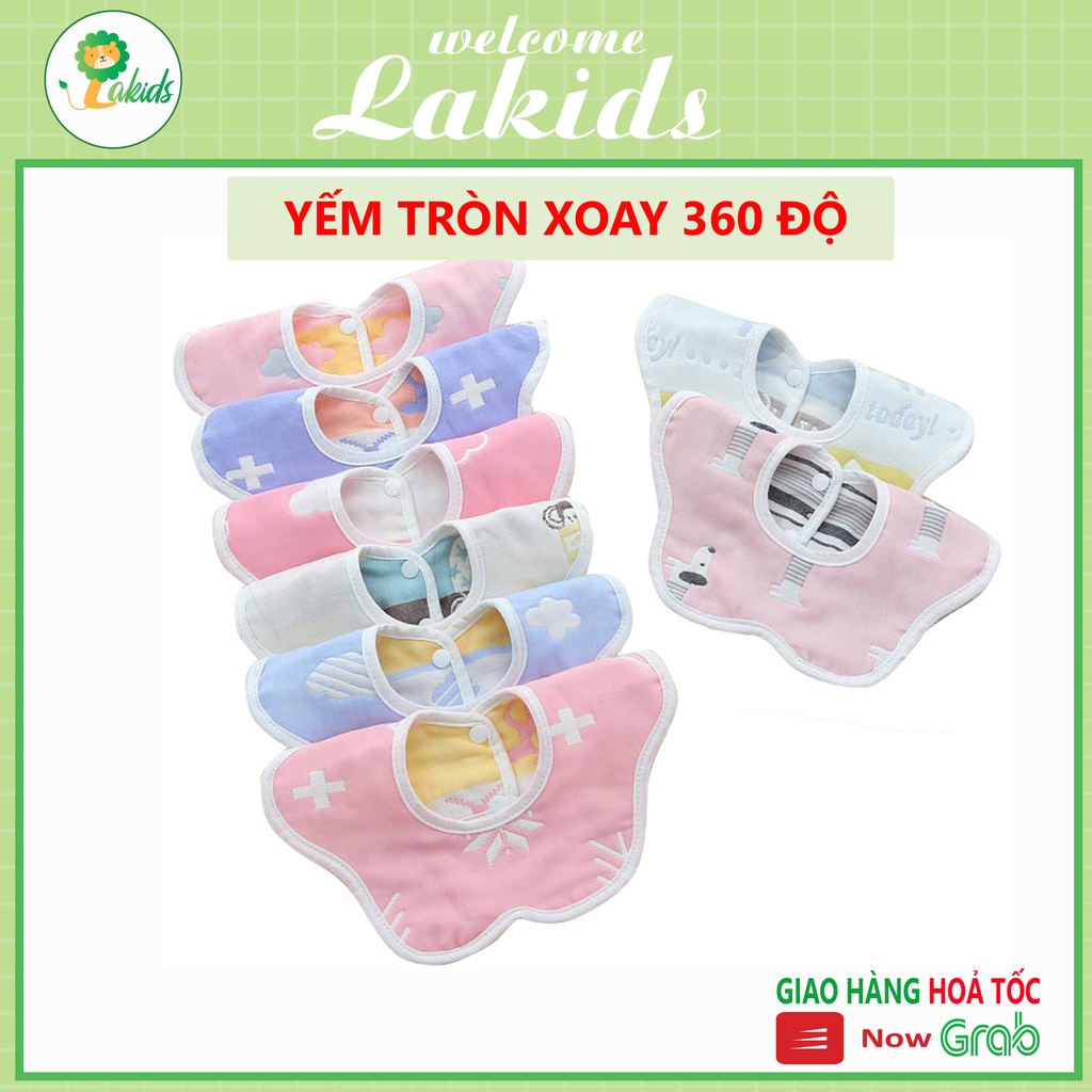 Yếm tròn xoay 360 độ chất liệu vải xô cho bé Lakids