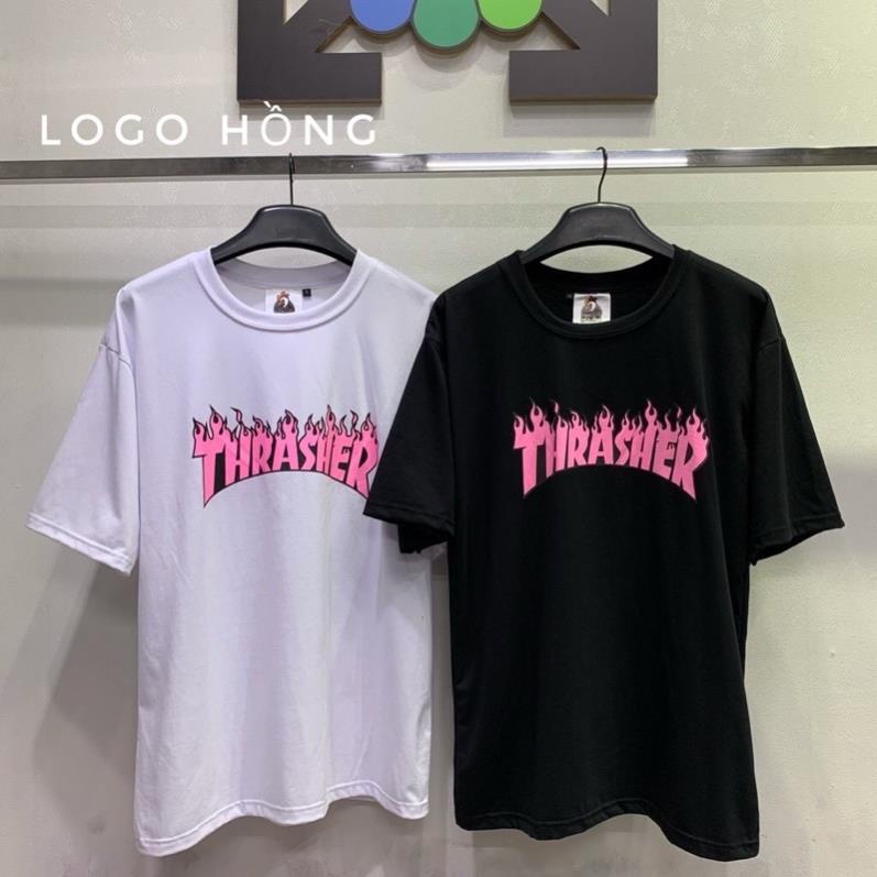 Áo thun tay lỡ in lô gô hottrend thra unisex nam nữ mặc đôi nhóm