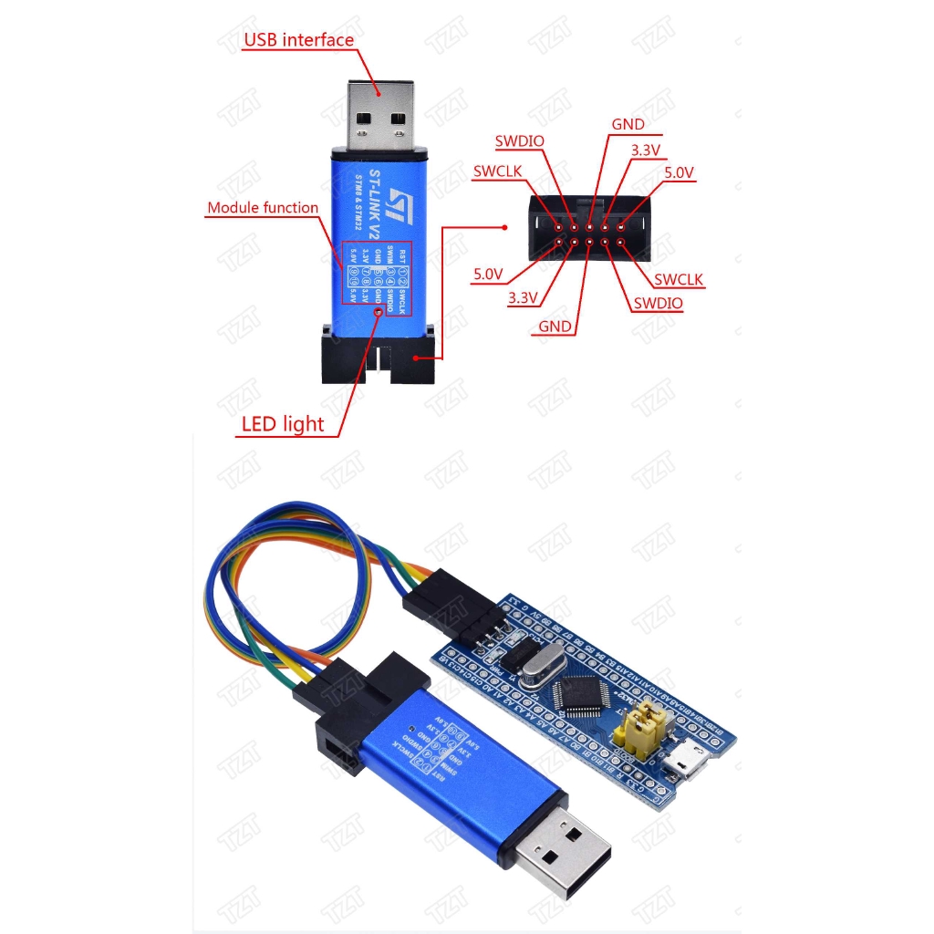 Mạch Lập Trình Tải Về St-Link V2 Mini Stm8 Stm32 Cho Arduino