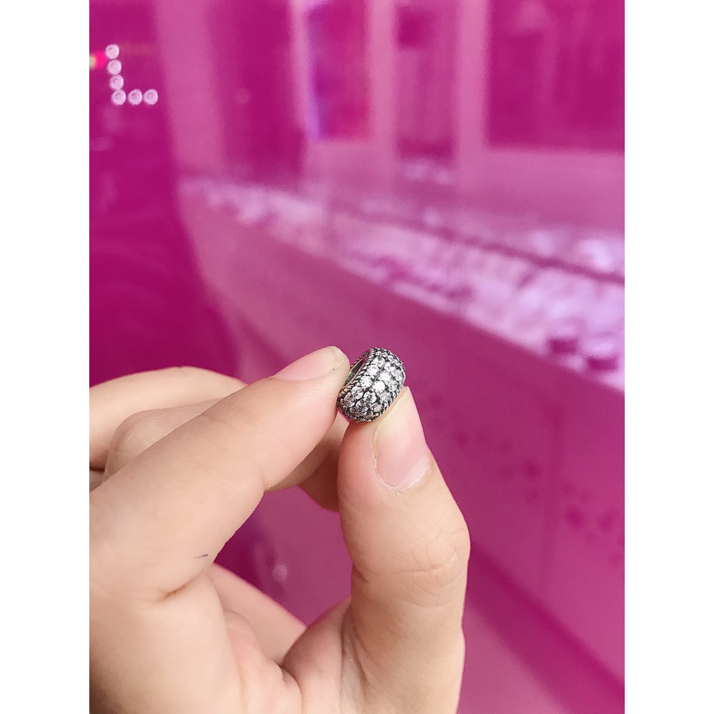 Hạt charm xỏ DIY PNJSilver hình tròn đính hạt XMXMK060017