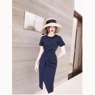 Váy đầm body xếp tà tôn dáng sang trọng - Đầm công sở xoắn eo che bụng K102 Keva thời trang nữ thiết kế Cao Cấp