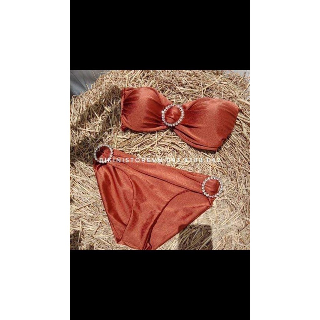 Bikini Áo tắm hai mảnh nơ cúp ngực có gắn đá sang chảnh 3 màu | BigBuy360 - bigbuy360.vn