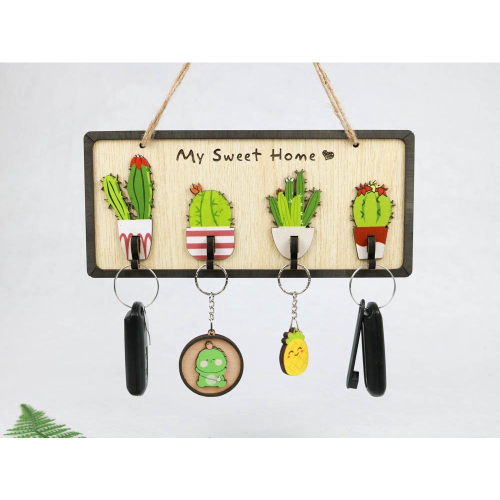 Bảng gỗ Mang tiền về decor có móc treo chìa khóa siêu dễ thương, hot trend